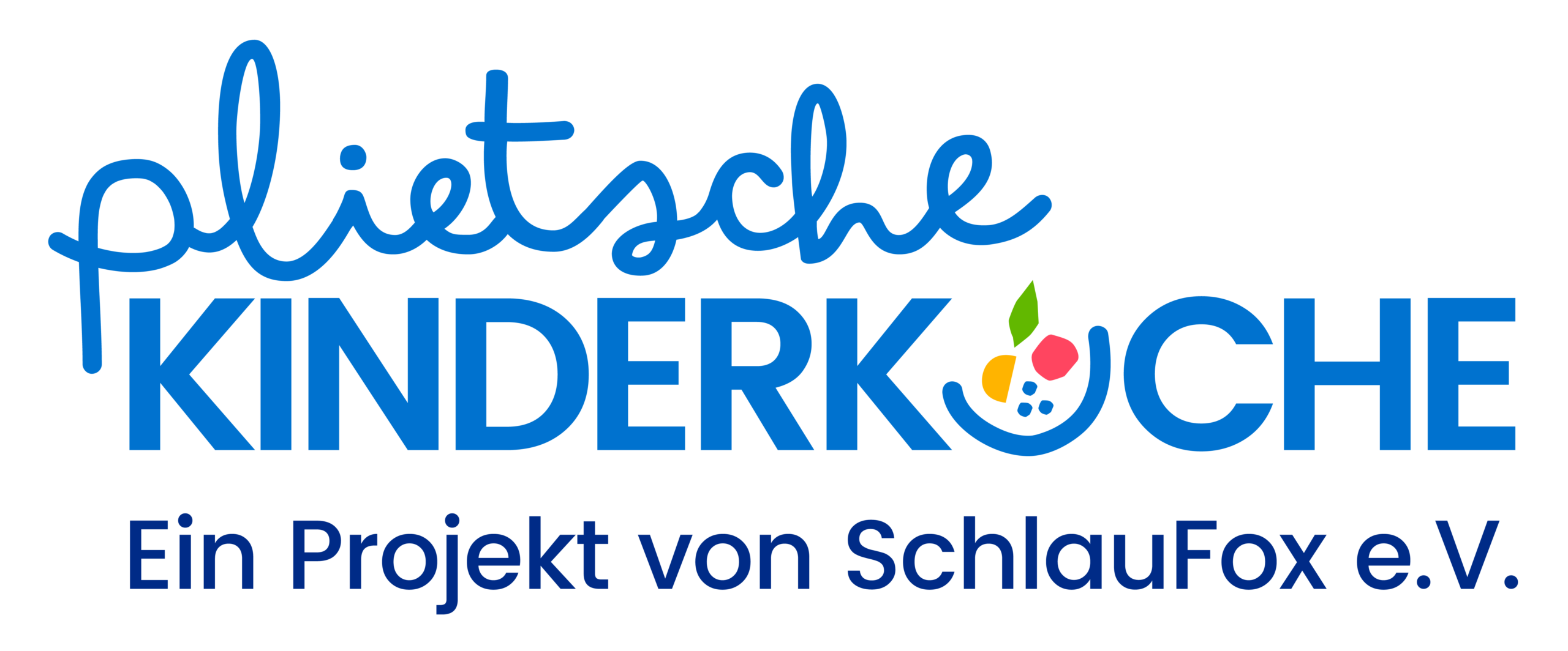 Der Schriftzug: plietsche Kinderküche, ein Projekt von Schlaufox e.V.